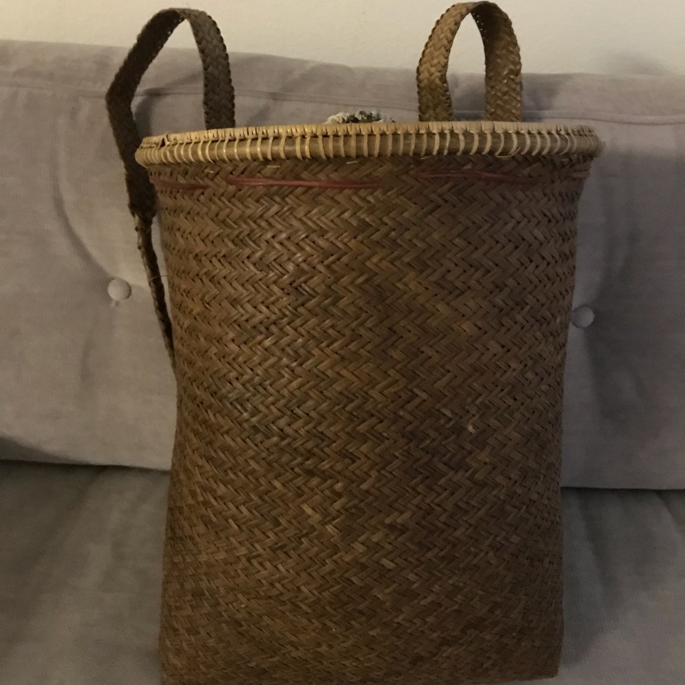 Authentic Philippine Woven Rattan Backpack. - Picture 2 of 4